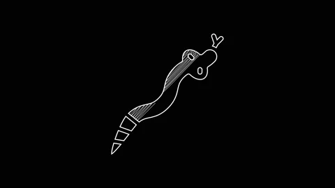 White line Snake icon isolated on black background. 4K Video motion graphic Stock Footage 203380789
