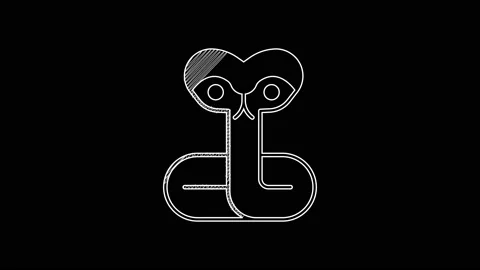 White line Snake icon isolated on black background. 4K Video motion graphic Stock Footage 203661766