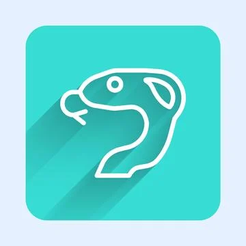 White line Snake icon isolated with long shadow background. Green square bu.. Stockillustratie