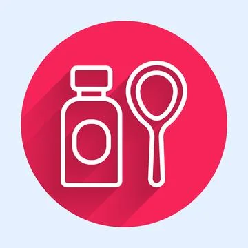 White line Soap bubbles bottle icon isolated with long shadow background Stock Illustration