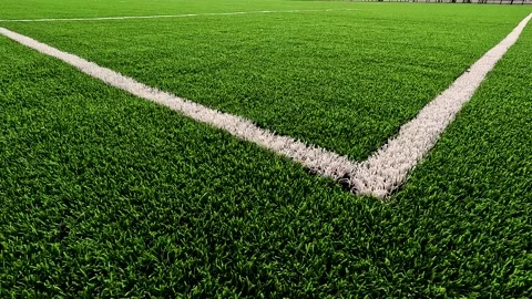 White line on a soccer field grass Video stock 272299398