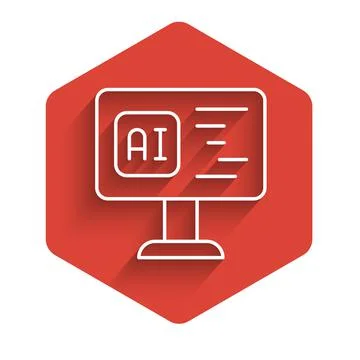 White line Software, web developer programming code icon isolated with long Stock Illustration