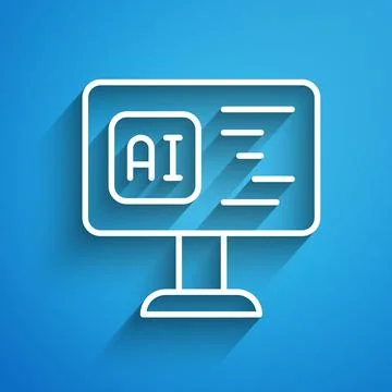 White line Software, web developer programming code icon isolated on blue Stock Illustration