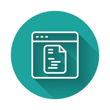 White line Software, web developer programming code icon isolated with long s Illustrazione stock