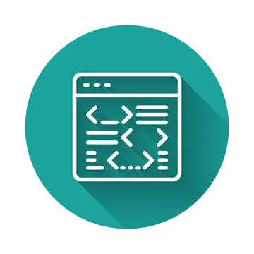 White line Software, web developer programming code icon isolated with long Stock Illustration