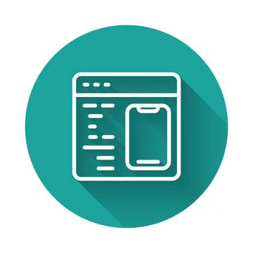 White line Software, web developer programming code icon isolated with long Illustrazione stock