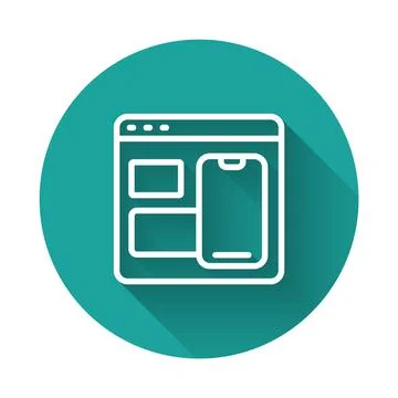 White line Software, web developer programming code icon isolated with long.. Stock Illustration