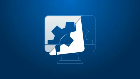 White line Software, web development, programming concept icon isolated on blue Stock Footage 144299276