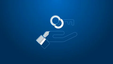 White line Solution to the problem in psychology icon isolated on blue Stock Footage 144290758
