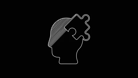 White line Solution to the problem in psychology icon isolated on black Stock Footage 203617674