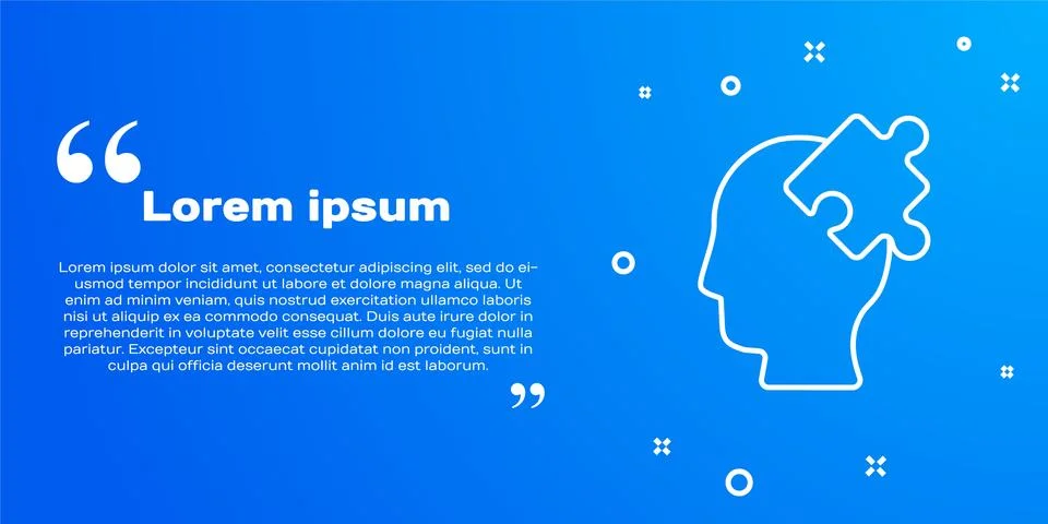 White line Solution to the problem in psychology icon isolated on blue Illustrazione stock