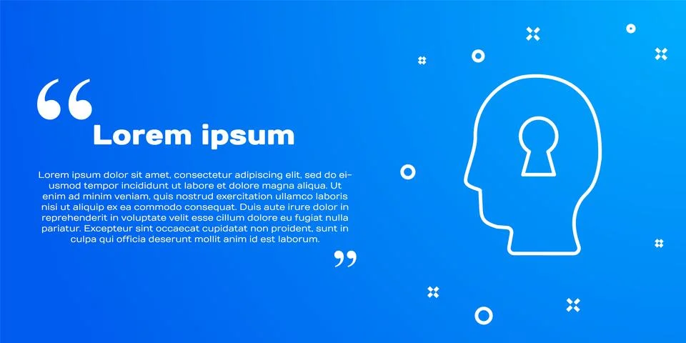 White line Solution to the problem in psychology icon isolated on blue Illustrazione stock