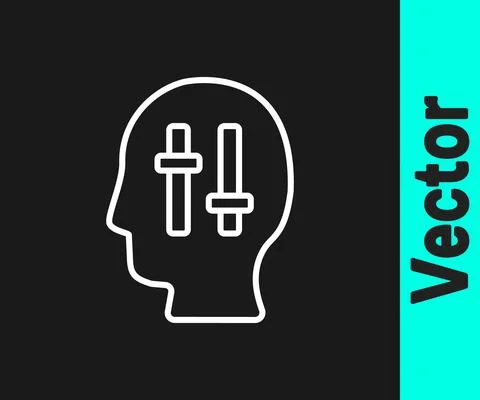 White line Solution to the problem in psychology icon isolated on black 스톡 일러스트