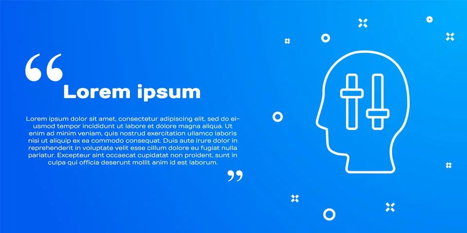 White line Solution to the problem in psychology icon isolated on blue Stock Illustration