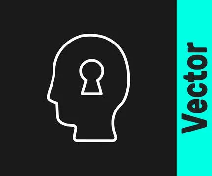 White line Solution to the problem in psychology icon isolated on black backg Illustrazione stock