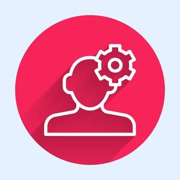 White line Solution to the problem in psychology icon isolated with long shadow Illustrazione stock