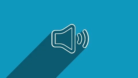 White line speaker volume icon with shadow isolated on blue background. Shadow Stock Footage 159833776