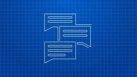 White line Speech bubble chat icon isolated on blue background. Message icon Stock Footage 169314828