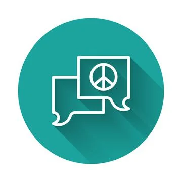 White line Speech bubble chat icon isolated with long shadow background. Message Stock Illustration