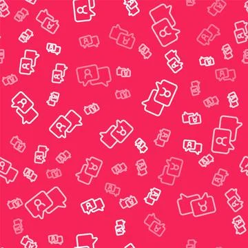 White line Speech bubble chat icon isolated seamless pattern on red background 스톡 일러스트