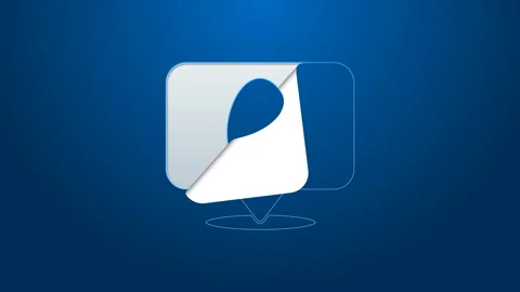 White line Speech bubble with easter egg icon isolated on blue background. Happy Stock Footage 144143832