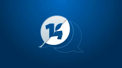 White line Speech bubble with happy easter icon isolated on blue background. 4K Stock Footage 144144155