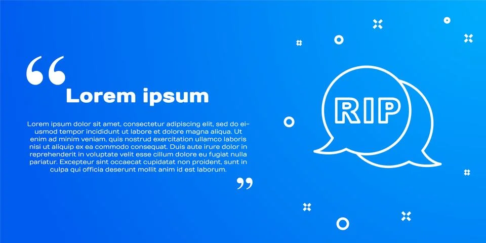 White line Speech bubble rip death icon isolated on blue background. Vector Stock Illustration