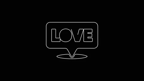White line Speech bubble with text love icon isolated on black background Stock Footage 161991790