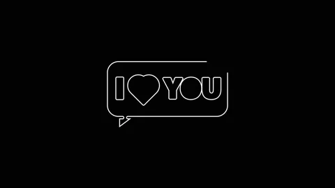 White line Speech bubble with text I love you icon isolated on black background Stock Footage 161993611