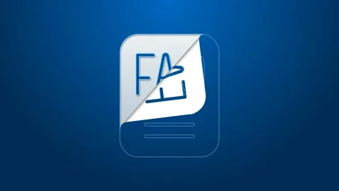 White line Speech bubble with text FAQ information icon isolated on blue Stock Footage 168141204