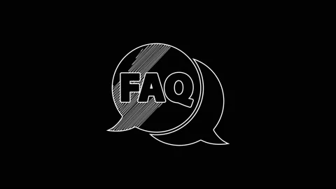White line Speech bubble with text FAQ information icon isolated on black Stock Footage 203327583