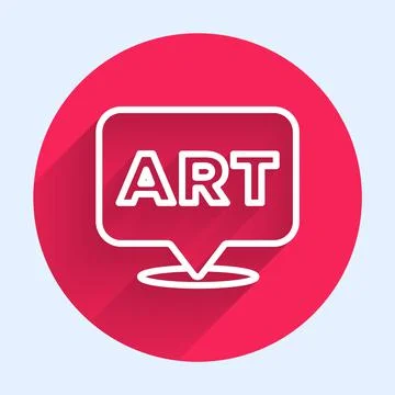 White line Speech bubble with text art icon isolated with long shadow. Message Stock Illustration