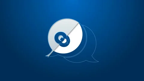 White line Speech bubbles with Question and Answer icon isolated on blue Stock Footage 144290572