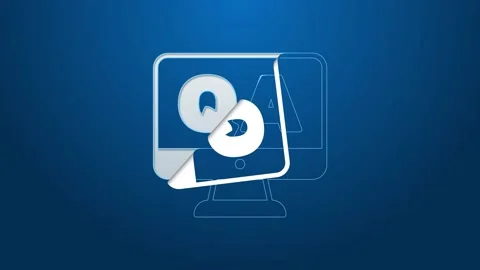 White line Speech bubbles with Question and Answer icon isolated on blue Stock Footage 154101937