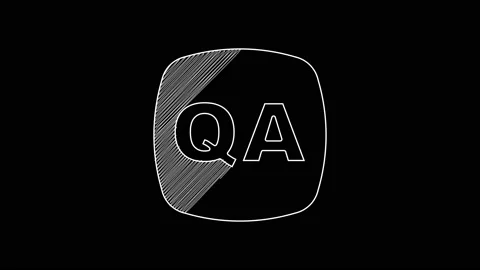 White line Speech bubbles with Question and Answer icon isolated on black Stock Footage 203618456