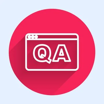 White line Speech bubbles with Question and Answer icon isolated with long Illustrazione stock
