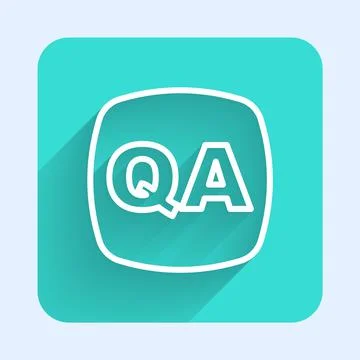 White line Speech bubbles with Question and Answer icon isolated with long Stock Illustration
