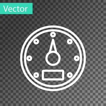 White line Speedometer icon isolated on transparent background. Vector Illustrazione stock