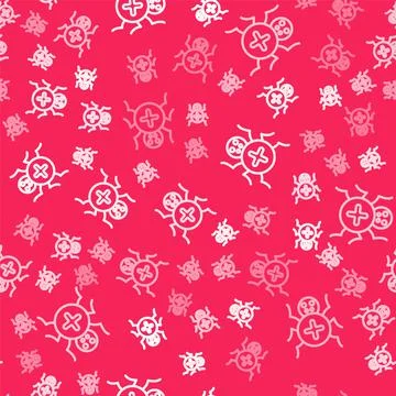White line Spider icon isolated seamless pattern on red background. Happy Stock Illustration