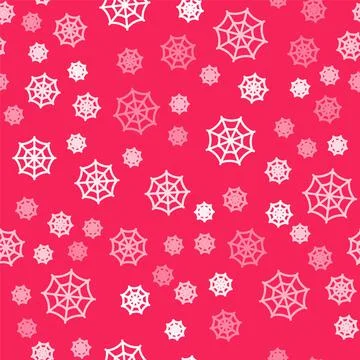 White line Spider web icon isolated seamless pattern on red background. Cobweb イラスト素材