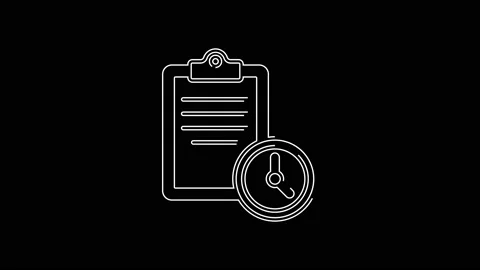 White line Sport training program or fitness plan icon isolated on black Stock Footage 156016745