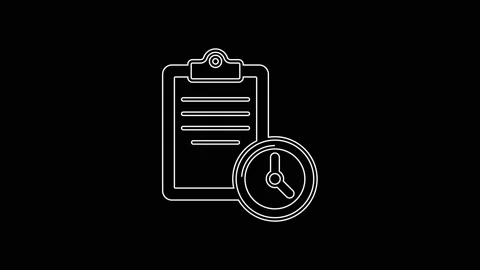 White line Sport training program or fitness plan icon isolated on black Stock Footage 167599177