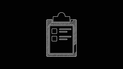 White line Sport training program or fitness plan icon isolated on black Stock Footage 203305887