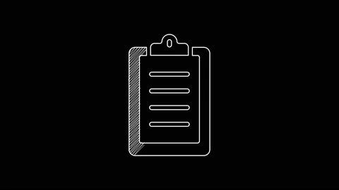 White line Sport training program or fitness plan icon isolated on black Stock Footage 203407286