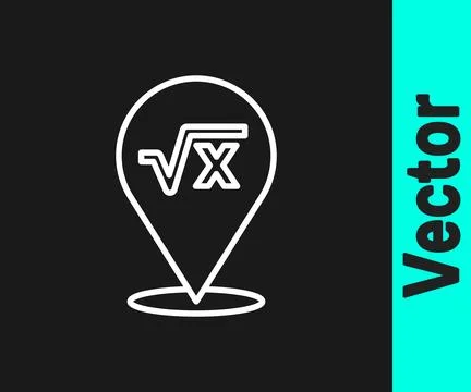 White line Square root of x glyph icon isolated on black background. Mathemat Stock Illustration