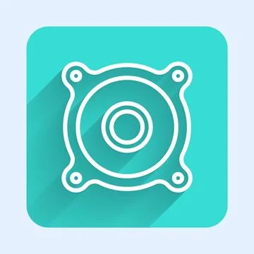 White line Stereo speaker icon isolated with long shadow background. Sound .. Stock Illustration