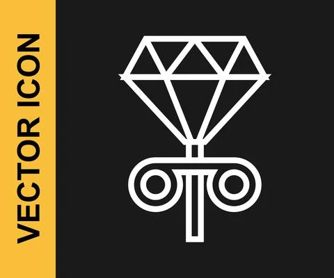 White line Stud earrings icon isolated on black background. Jewelry accessories Stock Illustration