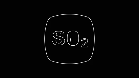 White line Sulfur dioxide SO2 gas molecule icon isolated on black background Stock Footage 167606148