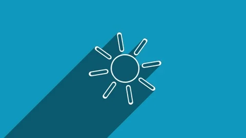 White line sun icon with shadow isolated on blue background. Shadow reflection Stock-Footage 159834160