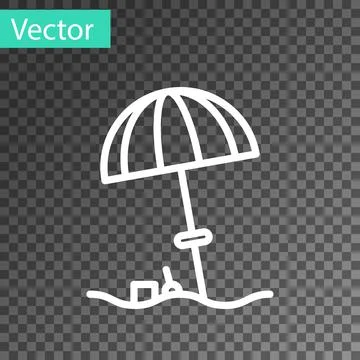 White line Sun protective umbrella for beach icon isolated on transparent 스톡 일러스트